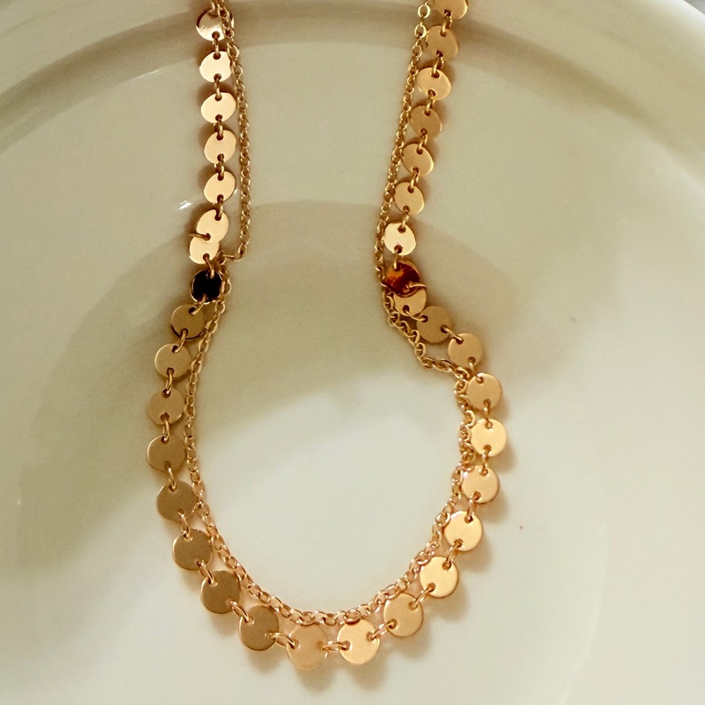 Gold Disc Layered Anklet Bracelet